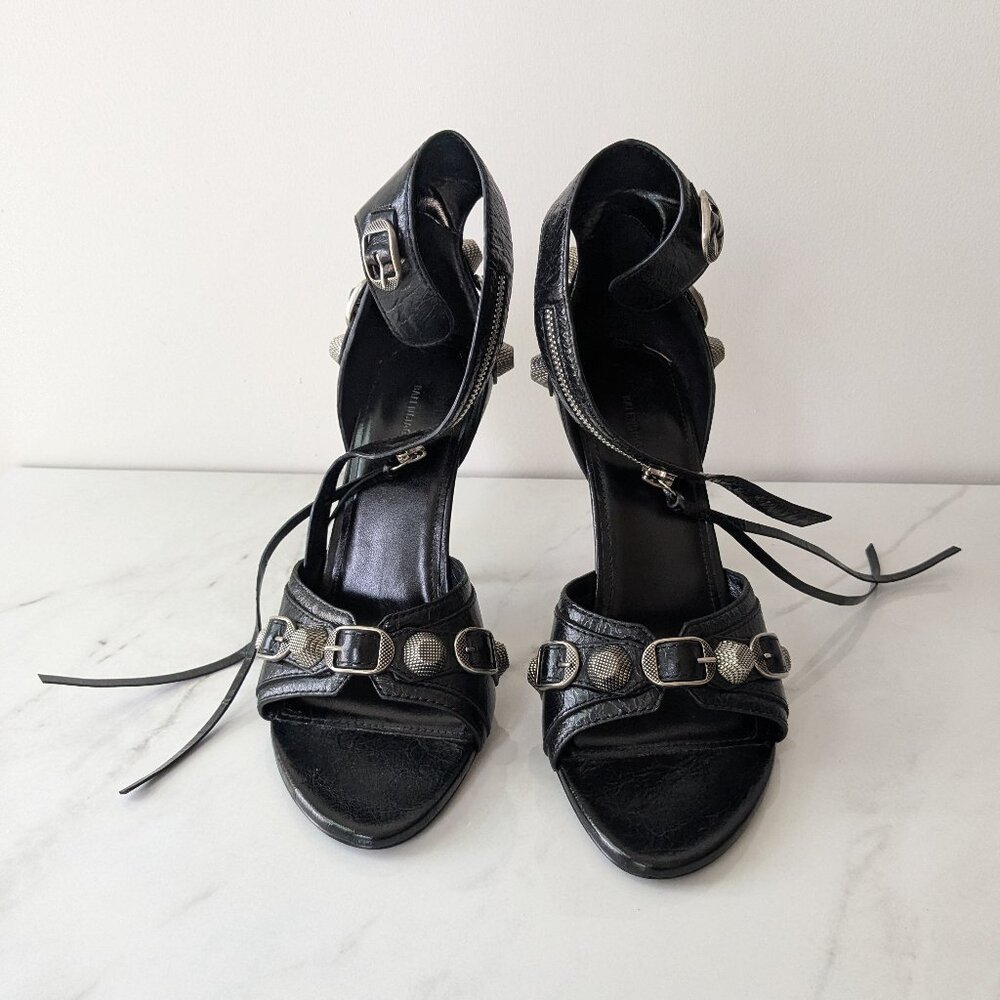 Balenciaga Black Cagole Heeled Sandals EUR 38.5